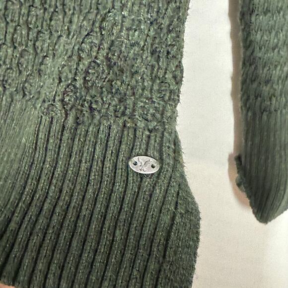 American Eagle Pullover Sweater Size Small Green V-Neck Cable Knit Preppy - Picture 7 of 9